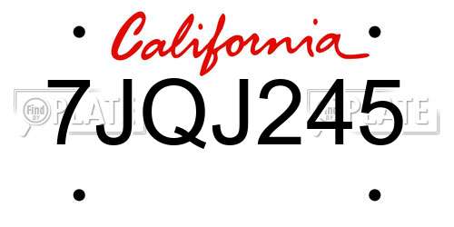 7JQJ245 California License Plate
