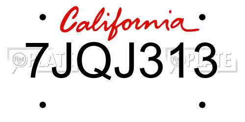 7JQJ313 California License Plate