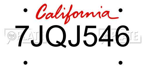 7JQJ546 California License Plate