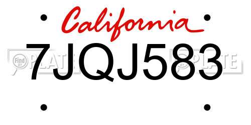 7JQJ583 California License Plate
