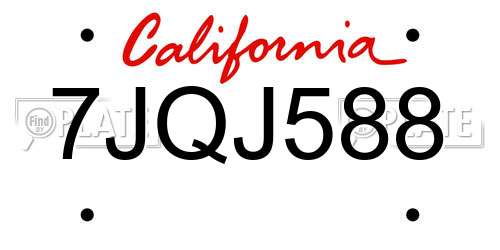 7JQJ588 California License Plate