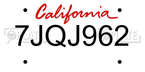 7JQJ962 California License Plate