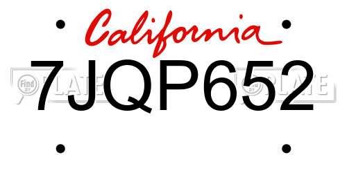 7JQP652 California License Plate
