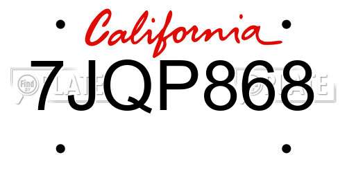 7JQP868 California License Plate