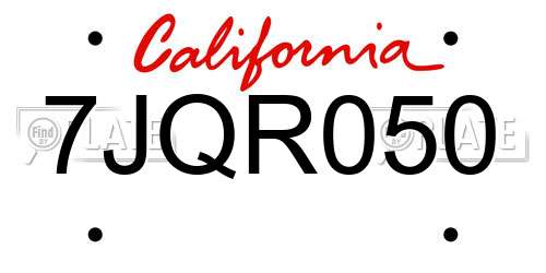7JQR050 California License Plate