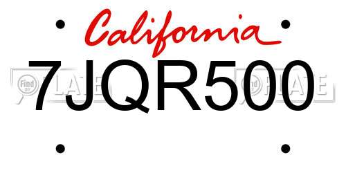 7JQR500 California License Plate