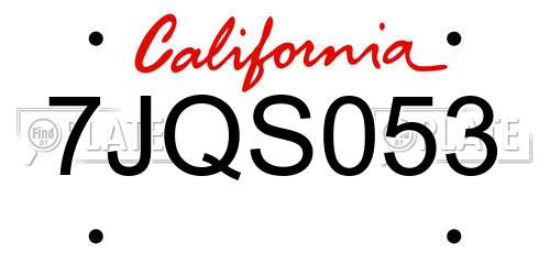 7JQS053 California License Plate