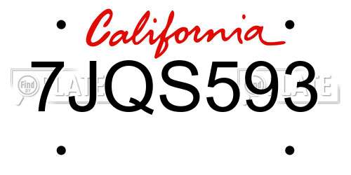 7JQS593 California License Plate