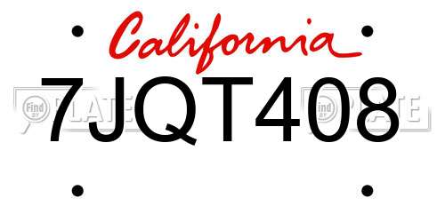 7JQT408 California License Plate