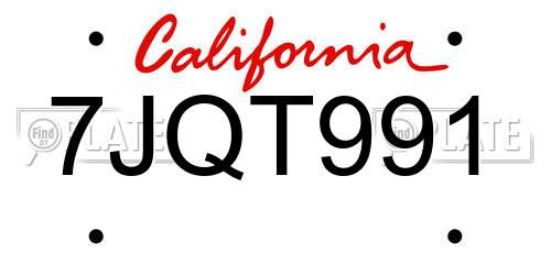 7JQT991 California License Plate