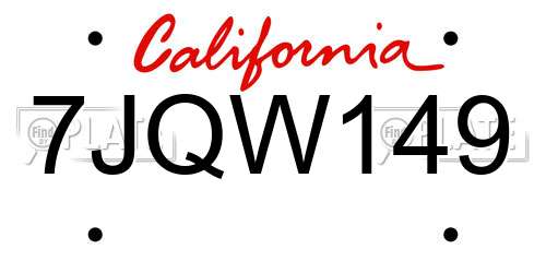 7JQW149 California License Plate