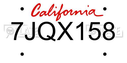 7JQX158 California License Plate