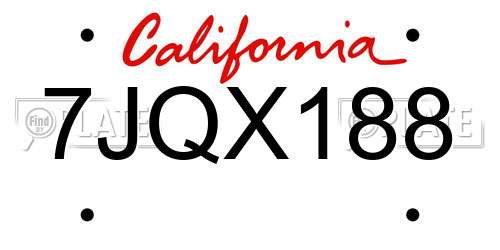 7JQX188 California License Plate