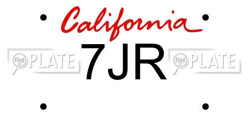 7JR California License Plate
