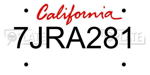 7JRA281 California License Plate