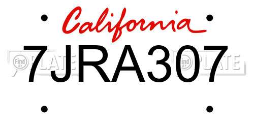 7JRA307 California License Plate