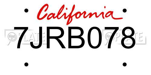 7JRB078 California License Plate