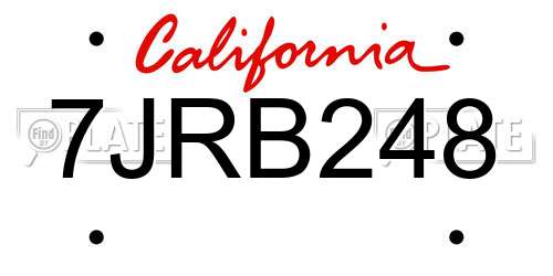7JRB248 California License Plate
