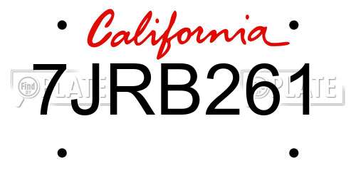 7JRB261 California License Plate