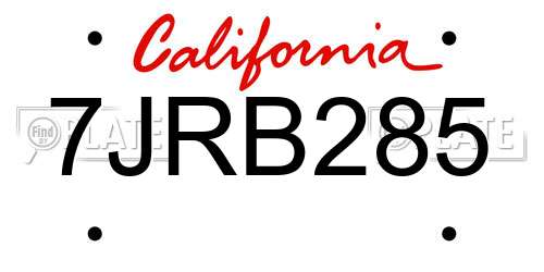 7JRB285 California License Plate