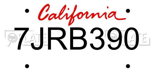 7JRB390 California License Plate