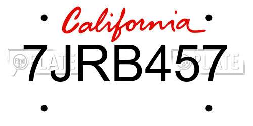 7JRB457 California License Plate