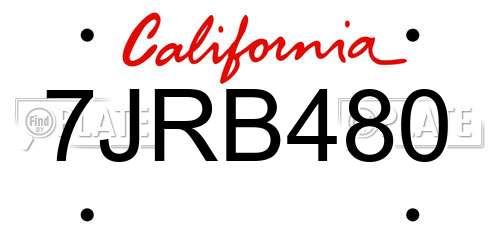 7JRB480 California License Plate