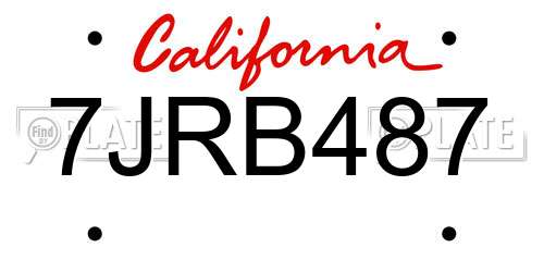 7JRB487 California License Plate