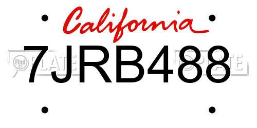 7JRB488 California License Plate