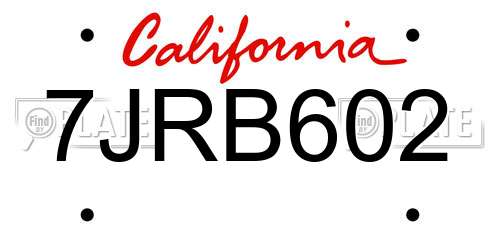 7JRB602 California License Plate