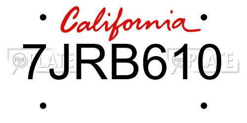 7JRB610 California License Plate