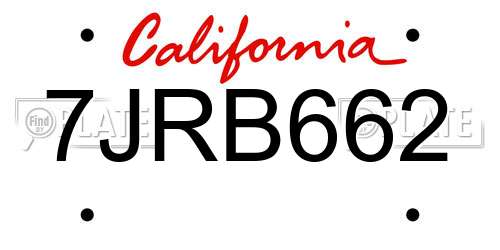 7JRB662 California License Plate