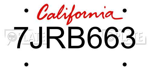 7JRB663 California License Plate