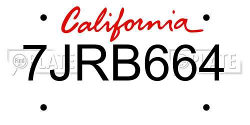 7JRB664 California License Plate