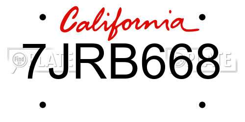 7JRB668 California License Plate