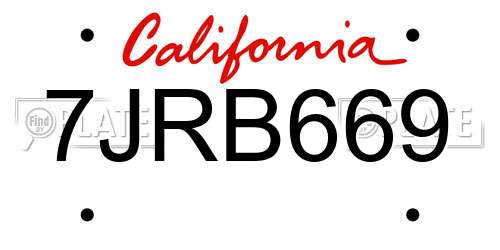 7JRB669 California License Plate