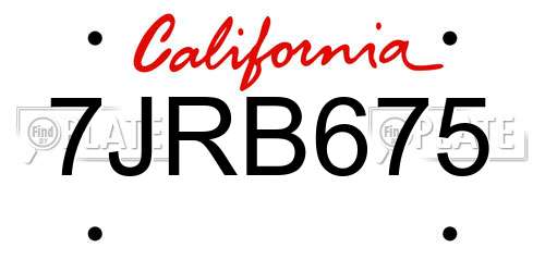 7JRB675 California License Plate