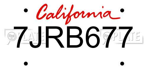 7JRB677 California License Plate