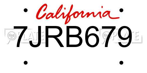 7JRB679 California License Plate