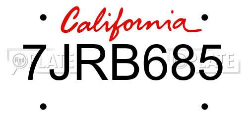 7JRB685 California License Plate