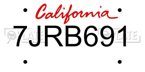 7JRB691 California License Plate