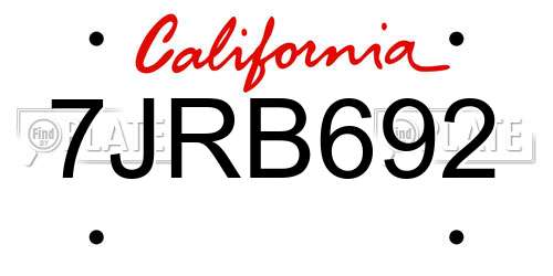 7JRB692 California License Plate