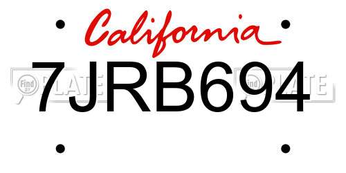 7JRB694 California License Plate