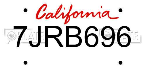 7JRB696 California License Plate