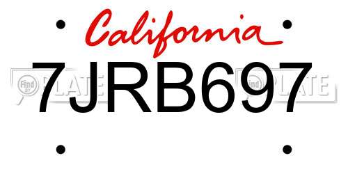 7JRB697 California License Plate