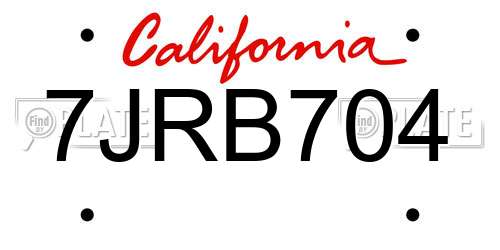 7JRB704 California License Plate