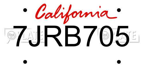 7JRB705 California License Plate
