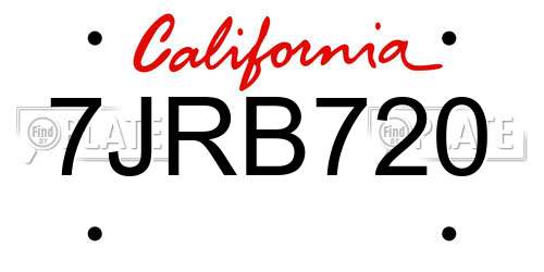 7JRB720 California License Plate
