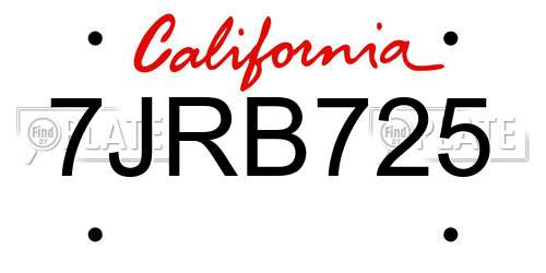 7JRB725 California License Plate
