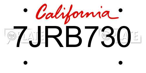 7JRB730 California License Plate